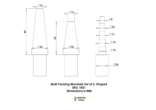 Multi Forming Anvil Mandrels Set of 3 – Shaped