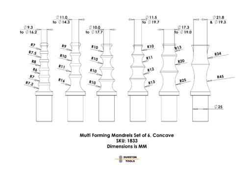 Multi Forming Anvil Mandrels Set of 6 – Concave