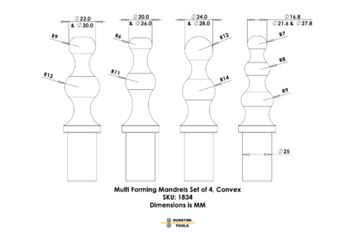 Multi Forming Anvil Mandrels Set of 4 – Convex