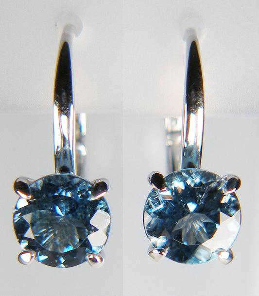 Aquamarine eardrops in 18ct white gold