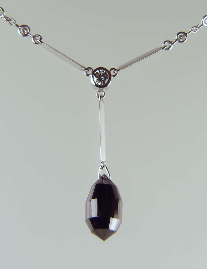 Black diamond briolette drop pendant