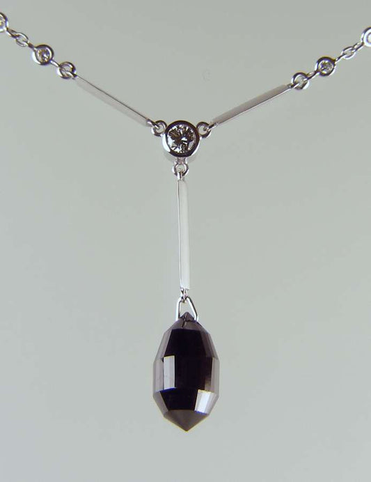 Black diamond briolette drop pendant