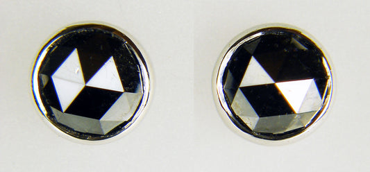 Rose cut black diamond earstuds in platinum