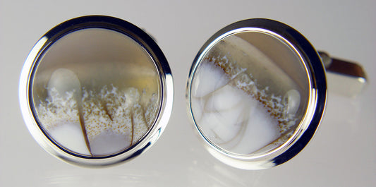 Chalcedony cufflinks in silver