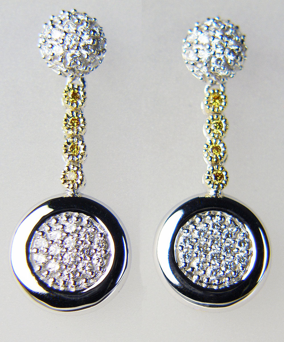 Diamond cluster eardrops in 18ct white gold