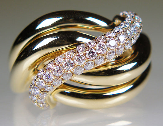 Swirly diamond ring in 18ct yellow gold