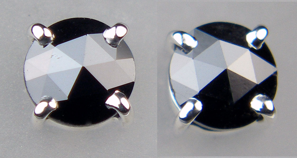 0.50ct black diamond rose cut earstuds in 18ct white gold