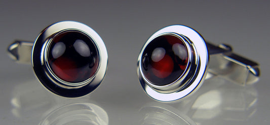 Rhodolite garnet cufflinks in silver