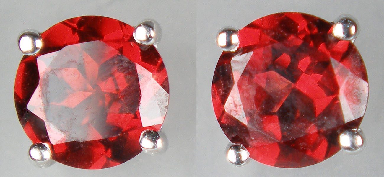 Garnet earstuds in 18ct white gold