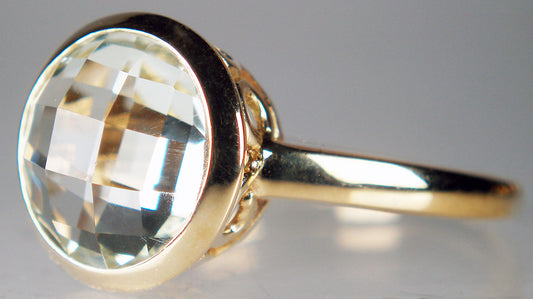 Prasiolite ring in 14ct yellow gold