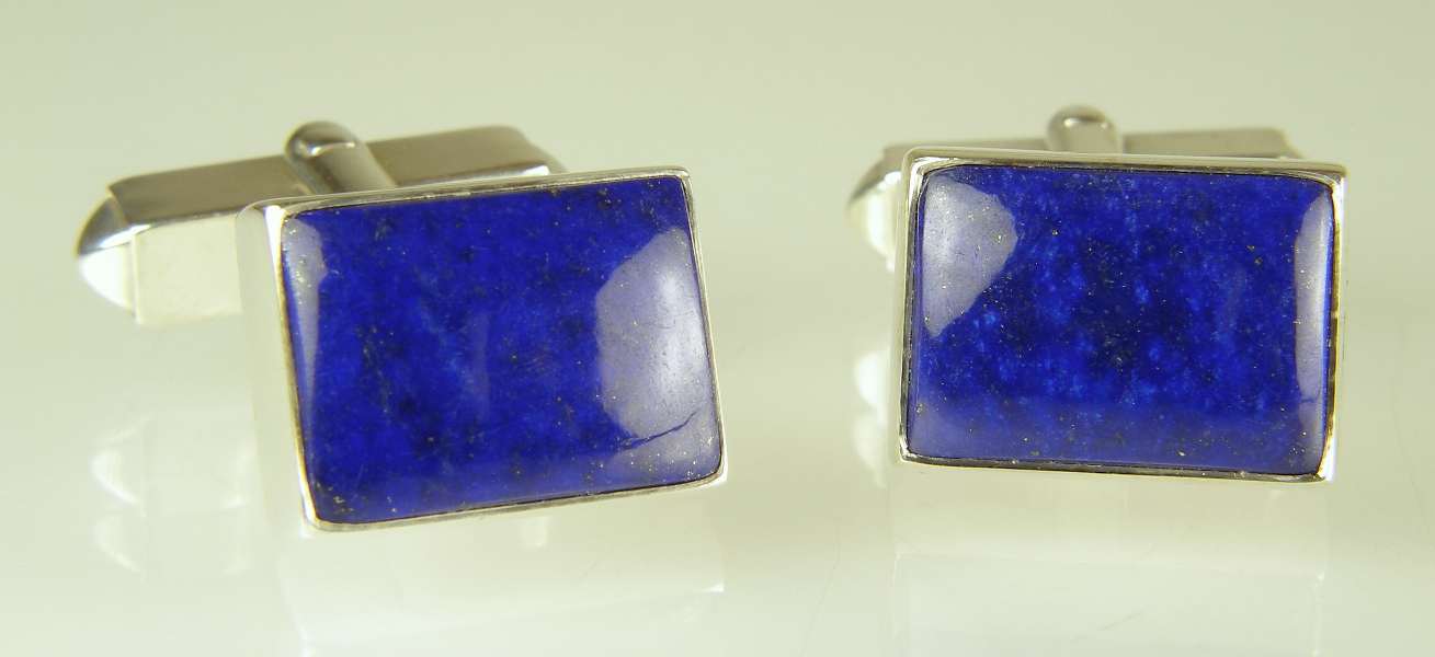 Lapis lazuli cufflinks in silver