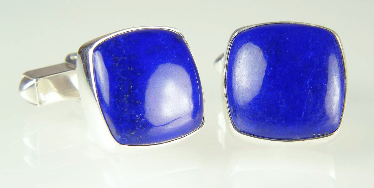 Lapis lazuli cufflinks in silver