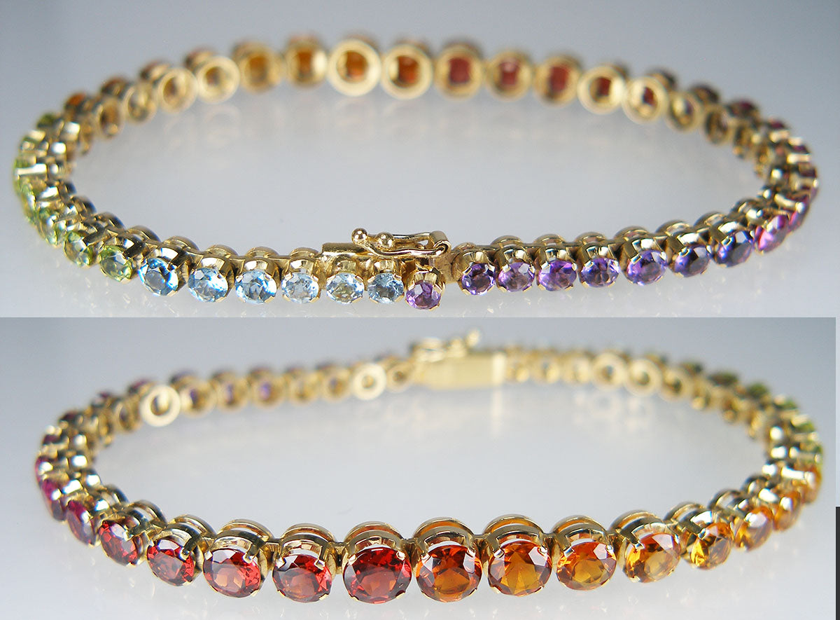 Multigem bracelet in 18ct yellow gold