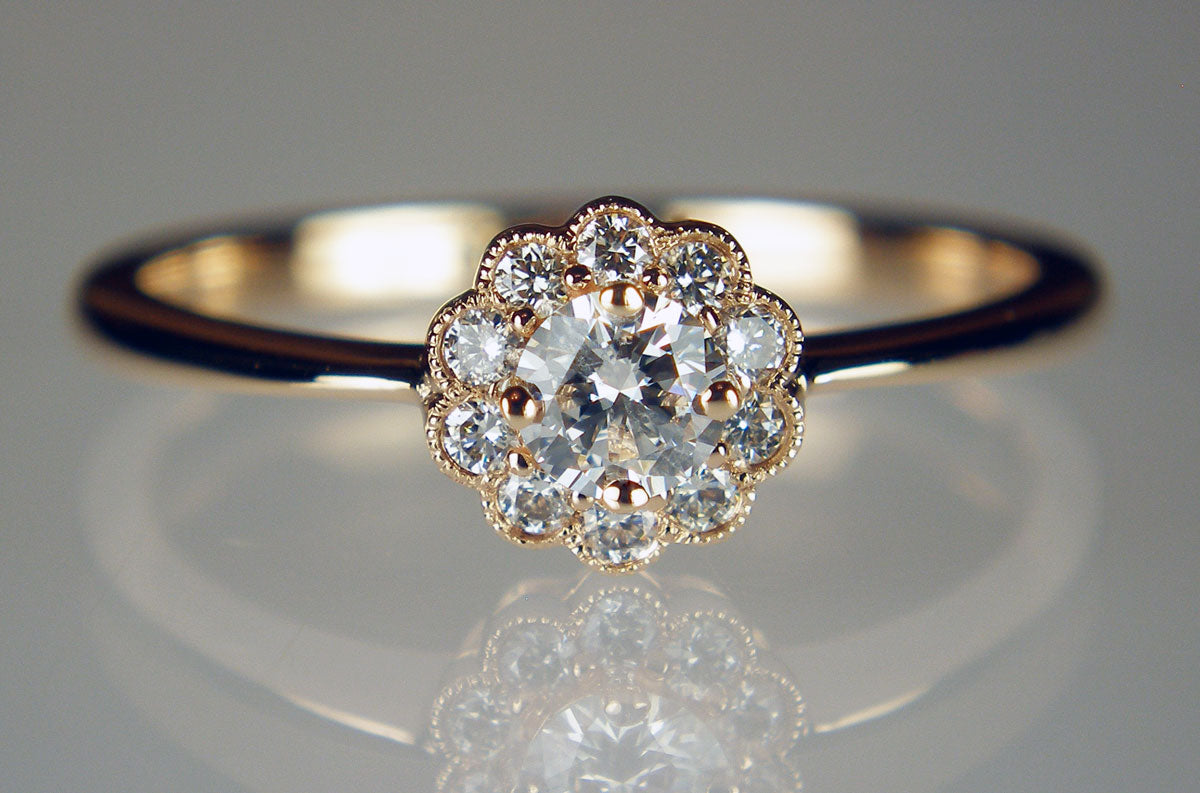 Diamond cluster ring in 18ct rose gold