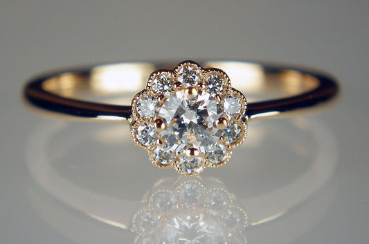 Diamond cluster ring in 18ct rose gold