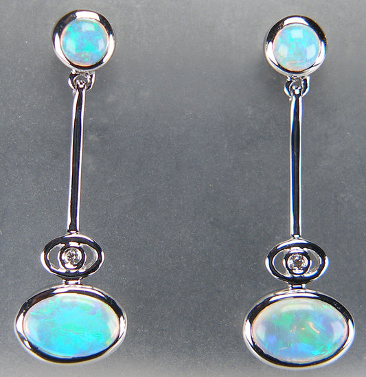 Opal earrings in 18ct white gold