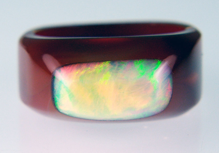 Opal & agate ring