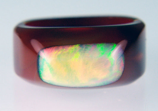 Opal & agate ring