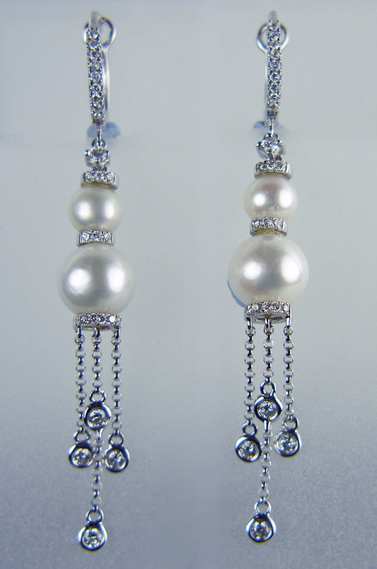 Pearl and Diamond Earrings
