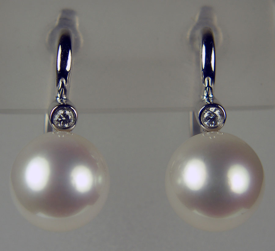 Pearl & diamond drop earrings in 9ct white gold