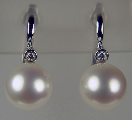 Pearl & diamond drop earrings in 9ct white gold