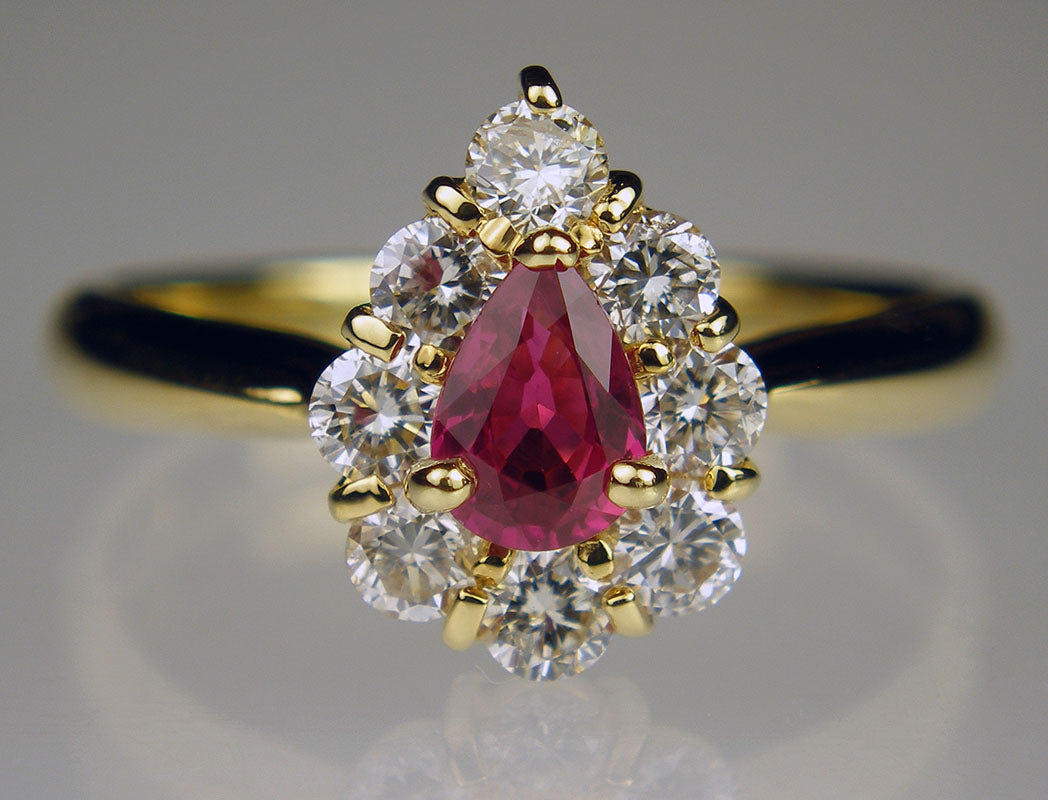 Pear cut Ruby & Diamond Ring