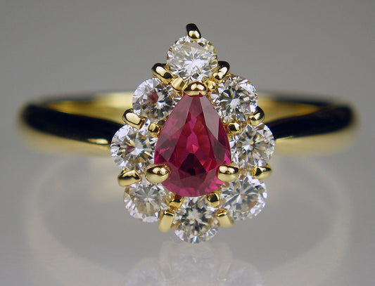 Pear cut Ruby & Diamond Ring