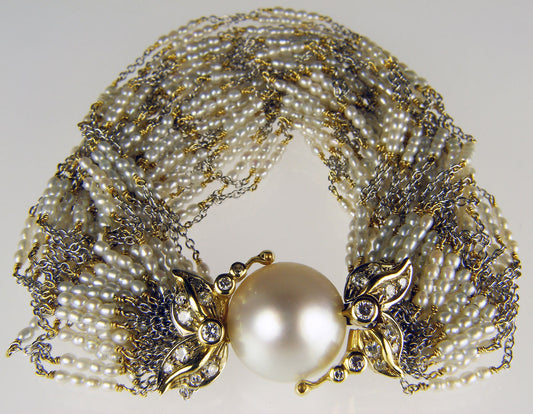 Seed pearl & diamond bracelet