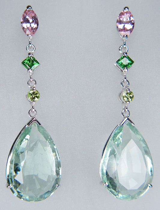 Aquamarine, tourmaline & garnet earrings