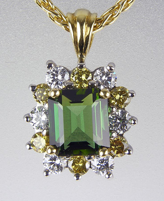 Tourmaline & diamond pendant